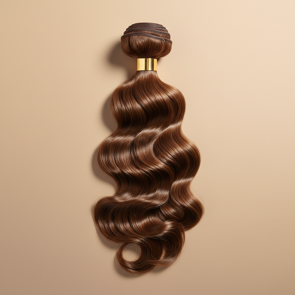 Hair extension bundle on warm beige set